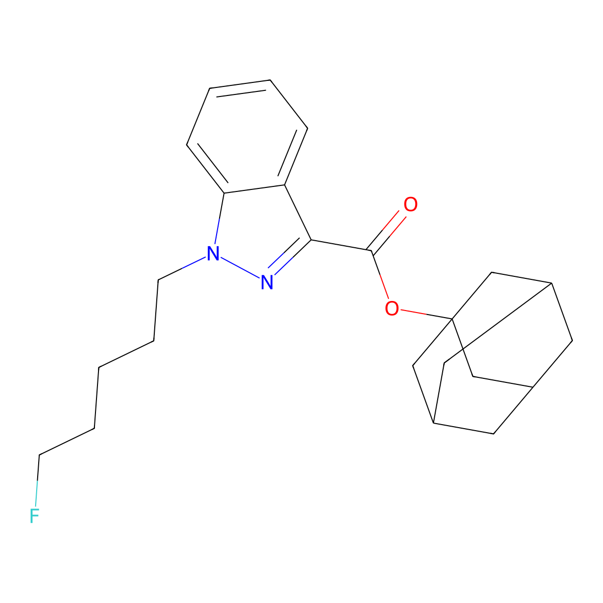 Adamantan-1-yl 1-(5-fluoropentyl)-1H-indazole-3-carboxylate molecular structure, CAS 2365471-88-9