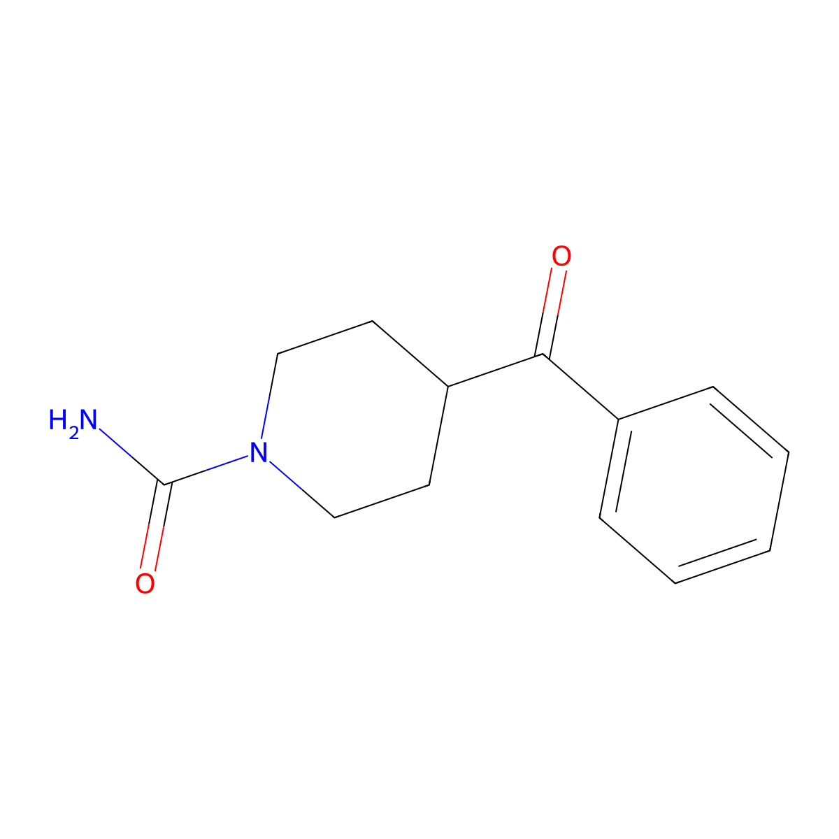 4-Benzoylpiperidine-1-carboxamide molecular structure, CAS 23656-25-9