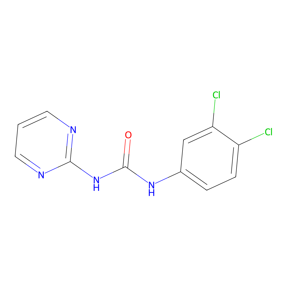 1-(3,4-Dichloro-phenyl)-3-pyrimidin-2-YL-urea molecular structure, CAS 23656-32-8