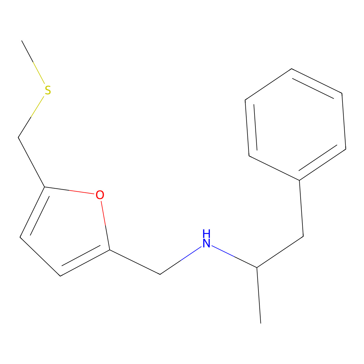 N-(1-Methyl-2-phenylethyl)-5-((methylthio)methyl)-2-furanmethanamine molecular structure, CAS 23656-76-0