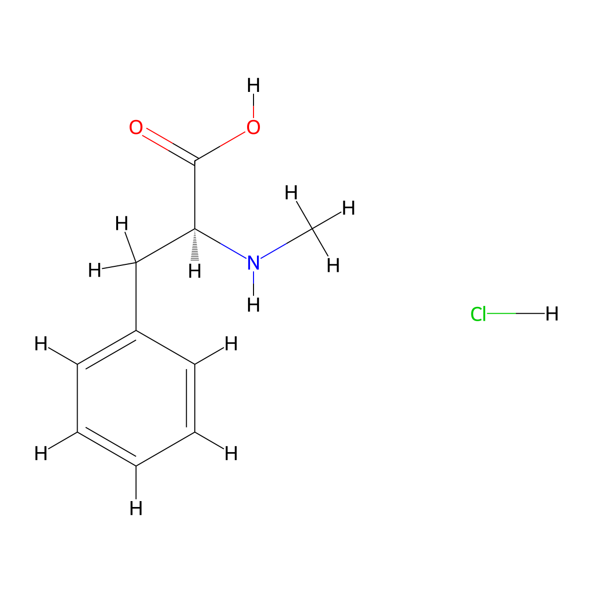 (S)-2-(Methylamino)-3-phenylpropanoic acid hydrochloride molecular structure, CAS 2366-30-5