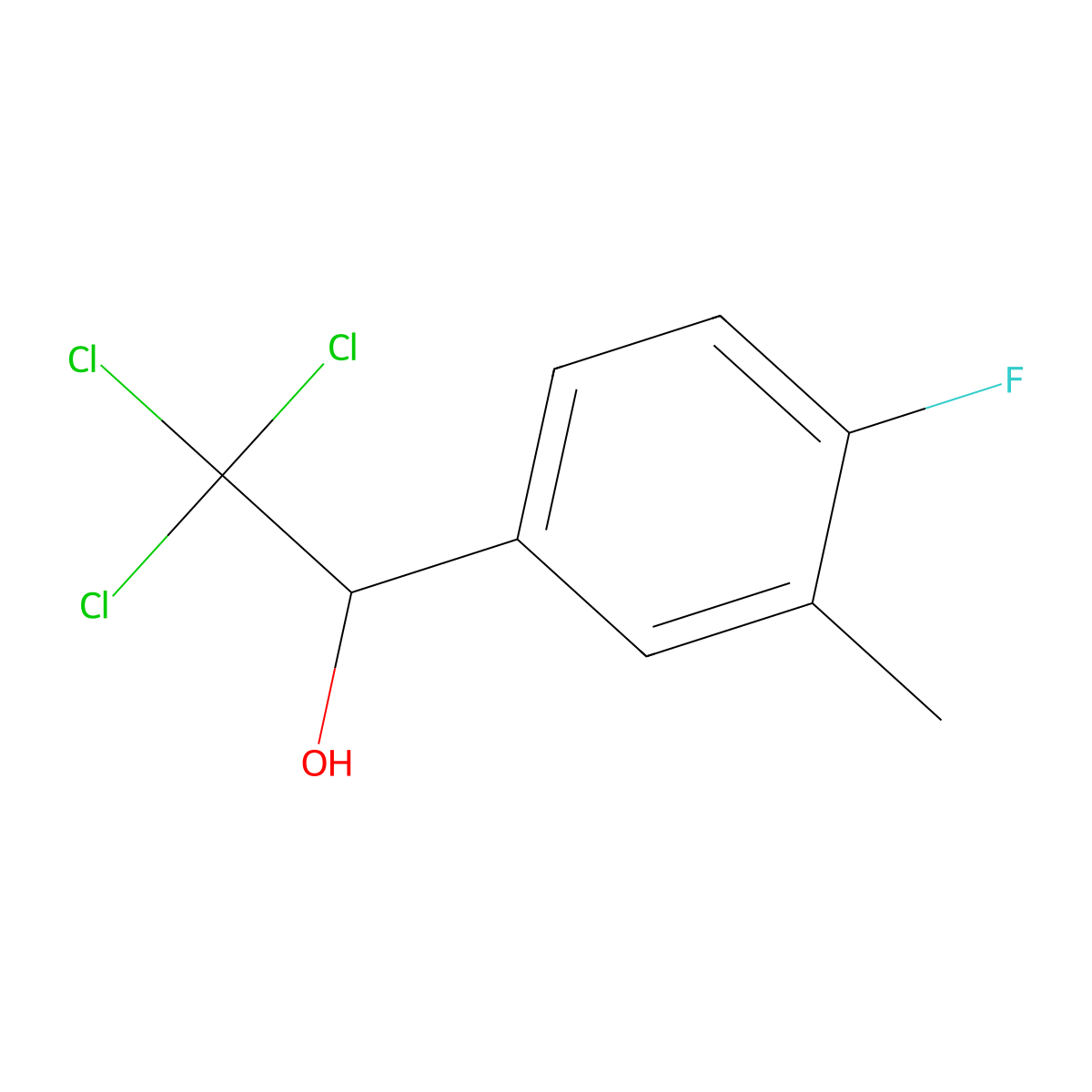 Benzenemethanol, 4-fluoro-3-methyl-alpha-(trichloromethyl)- molecular structure, CAS 2366-86-1