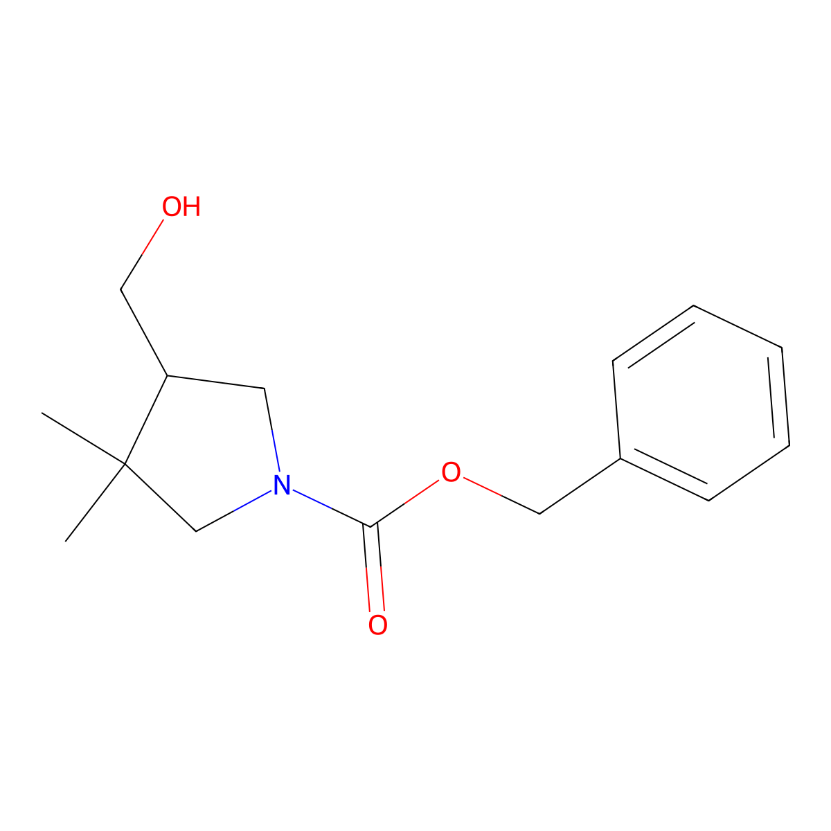 Benzyl 4-(hydroxymethyl)-3,3-dimethylpyrrolidine-1-carboxylate molecular structure, CAS 2366179-82-8