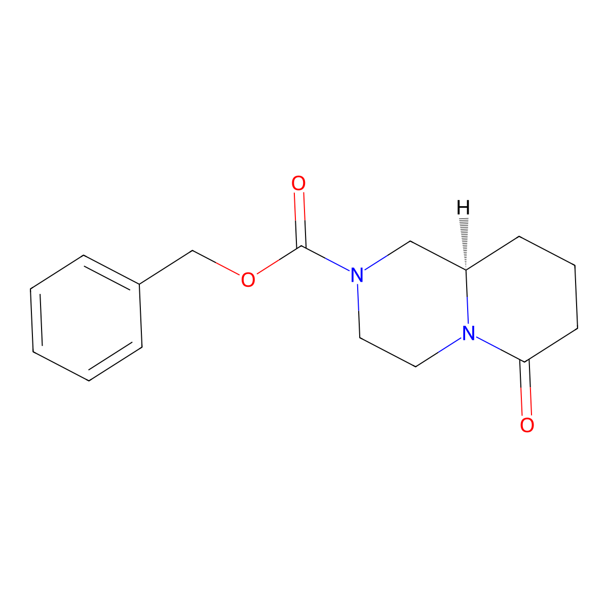 (R)-6-Oxo-octahydro-pyrido[1,2-a]pyrazine-2-carboxylic acid benzyl ester molecular structure, CAS 2366184-45-2