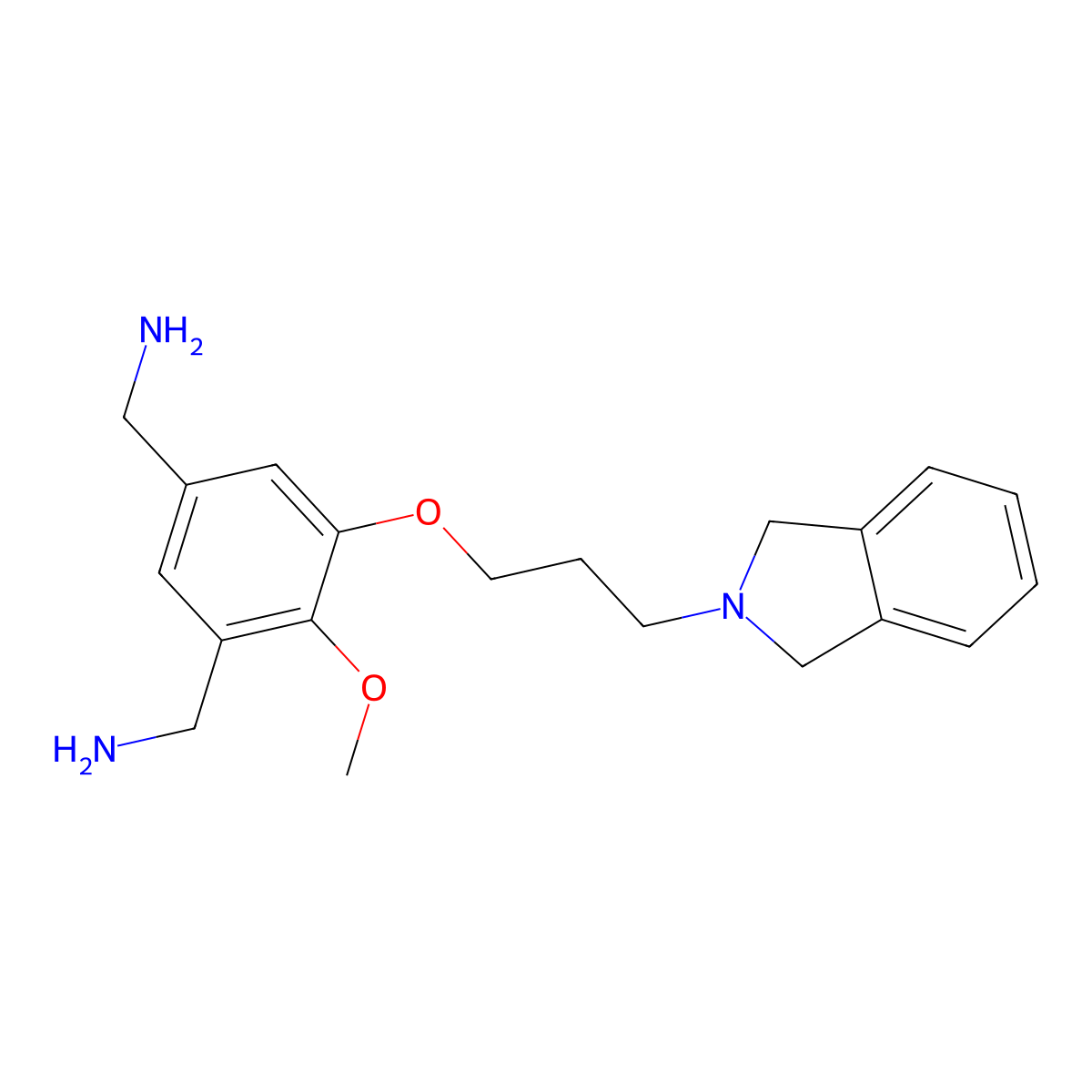[3-(Aminomethyl)-5-[3-(1,3-dihydroisoindol-2-yl)propoxy]-4-methoxy-phenyl]methanamine molecular structure, CAS 2366264-12-0