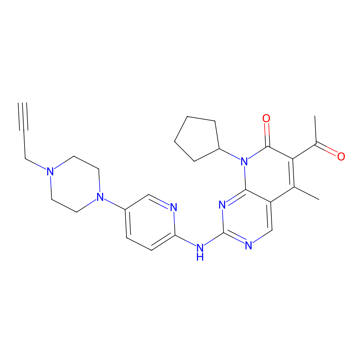 Palbociclib-propargyl molecular structure, CAS 2366269-23-8