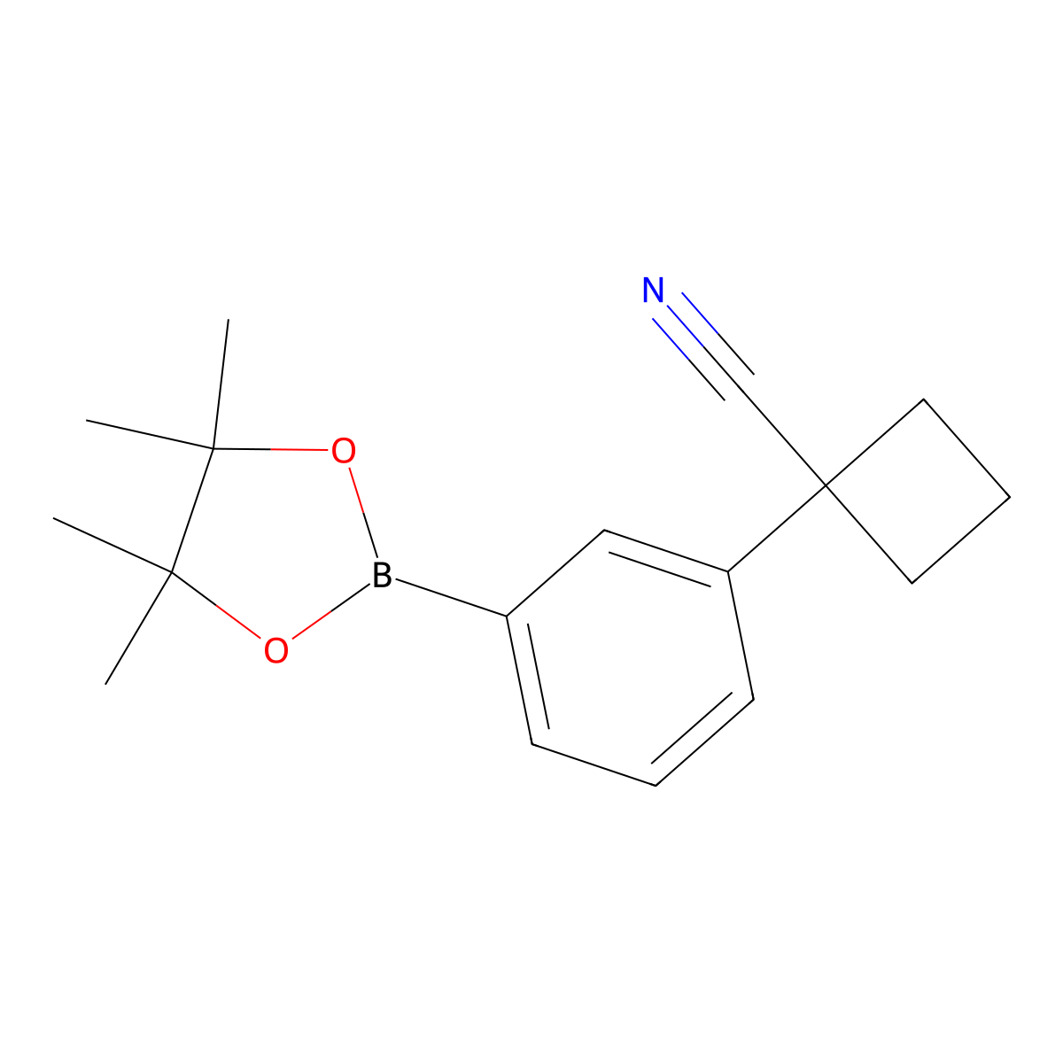 1-(3-(4,4,5,5-Tetramethyl-1,3,2-dioxaborolan-2-yl)phenyl)cyclobutanecarbonitrile molecular structure, CAS 2366279-28-7