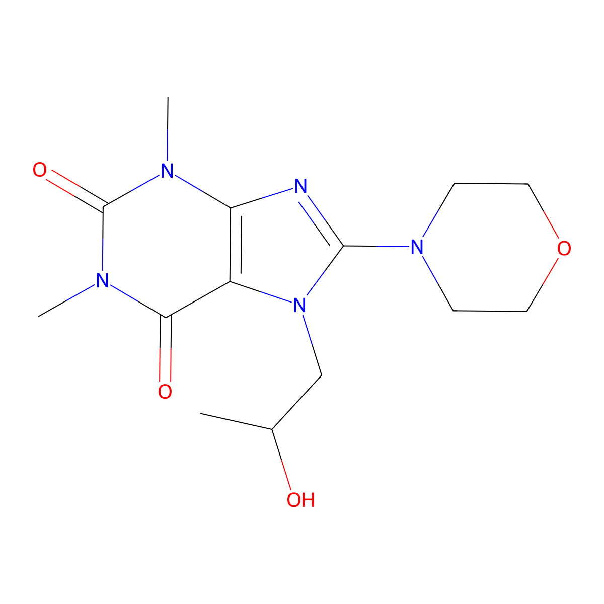 7-(2-Hydroxypropyl)-1,3-dimethyl-8-morpholin-4-ylpurine-2,6-dione molecular structure, CAS 23663-08-3