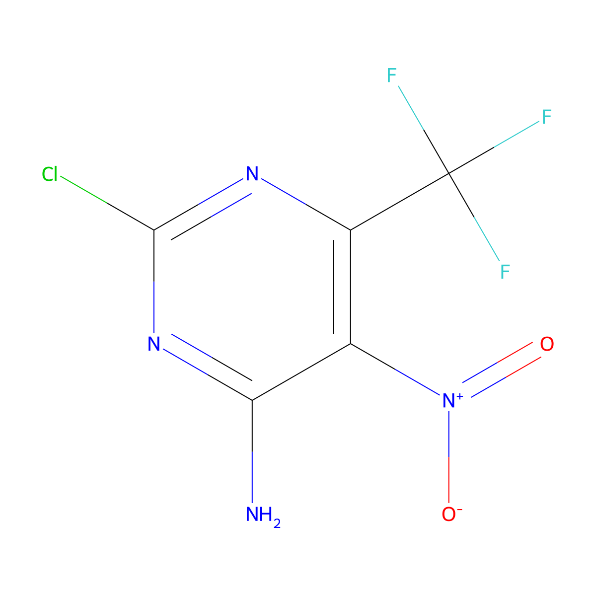 2-Chloro-5-nitro-6-(trifluoromethyl)pyrimidin-4-amine molecular structure, CAS 23663-18-5