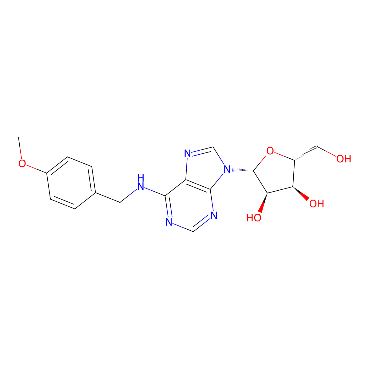 N6-(p-Methoxybenzyl)adenosine molecular structure, CAS 23666-24-2
