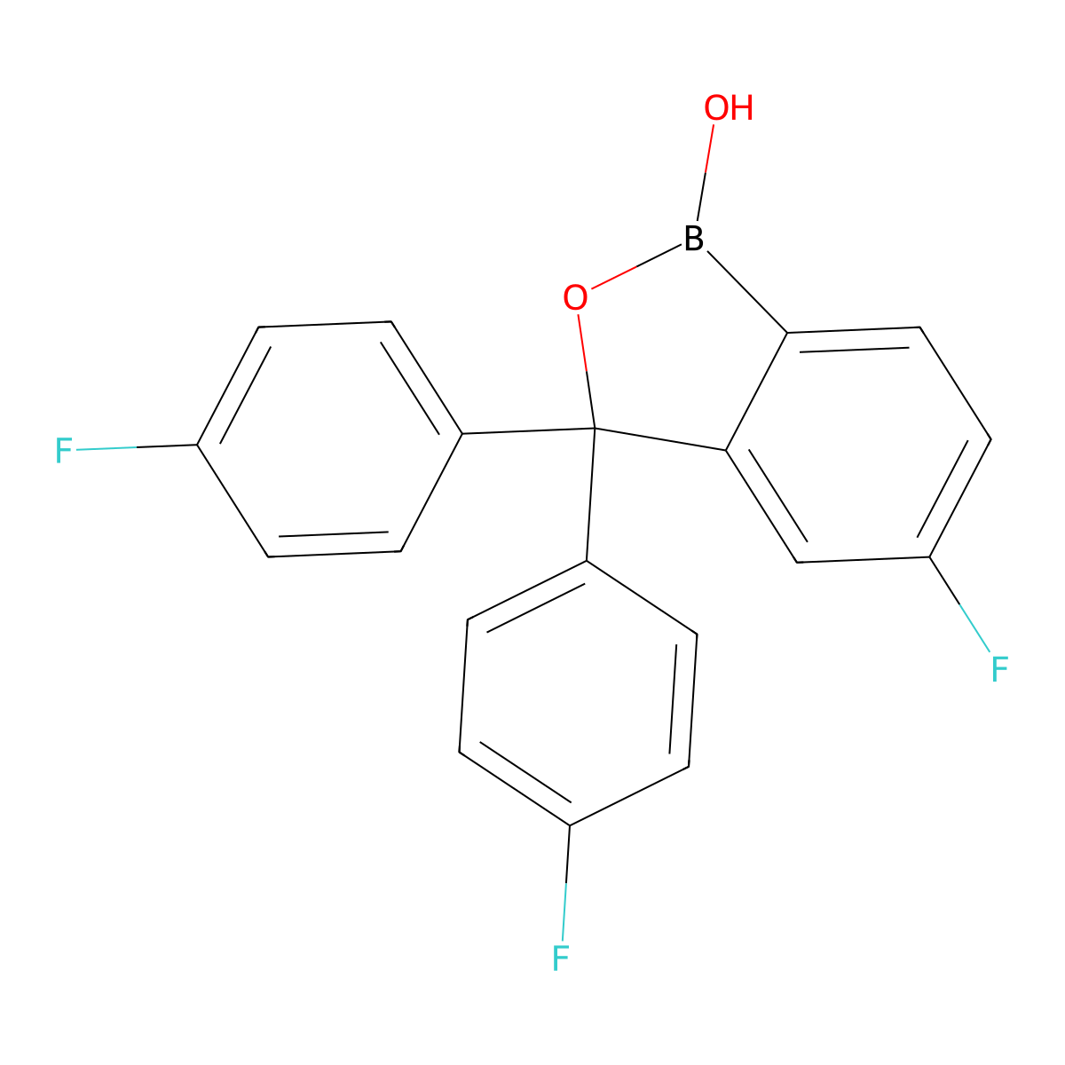 5-Fluoro-3,3-bis(4-fluorophenyl)benzo[c][1,2]oxaborol-1(3H)-ol molecular structure, CAS 2366993-30-6