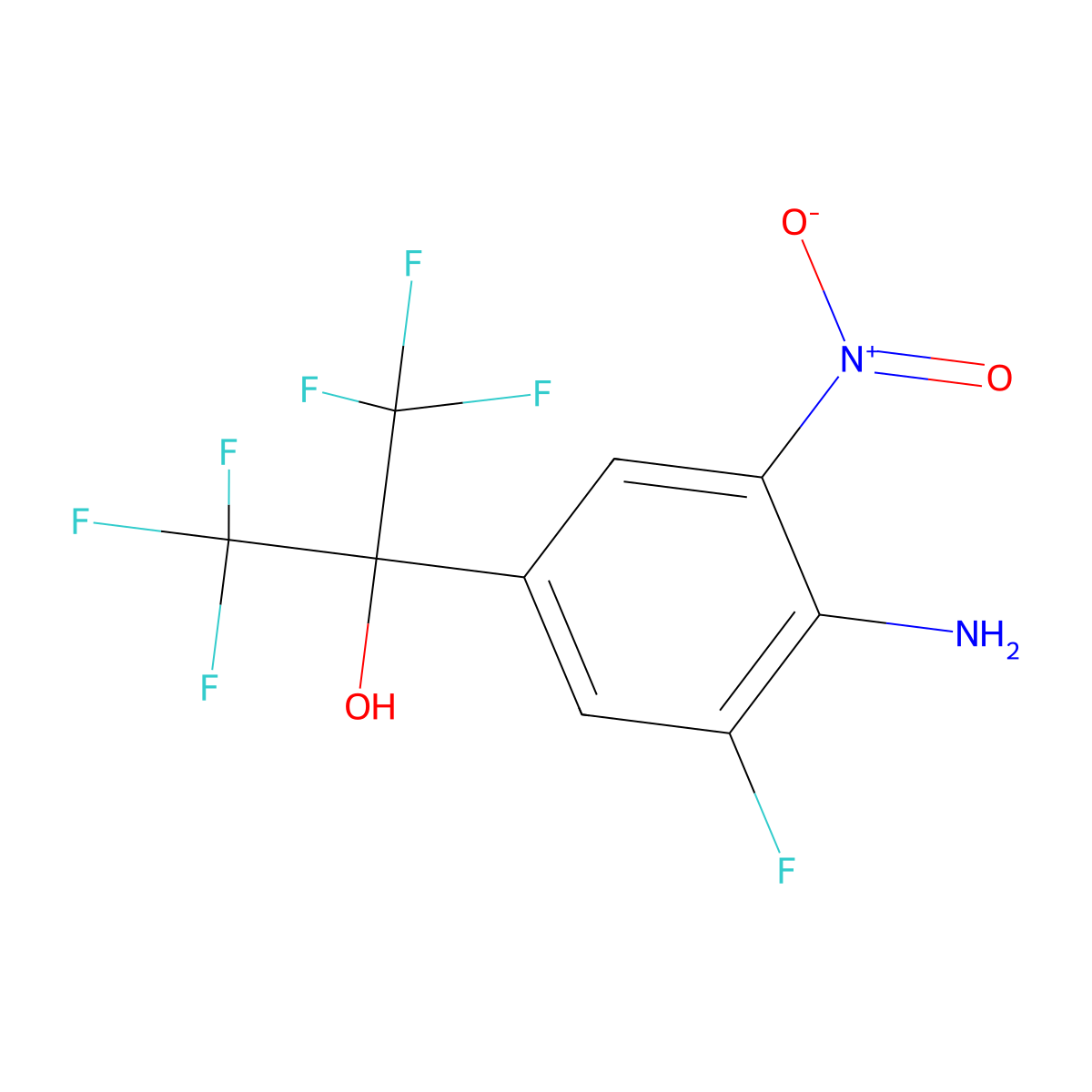 2-(4-Amino-3-fluoro-5-nitrophenyl)-1,1,1,3,3,3-hexafluoropropan-2-ol molecular structure, CAS 2366994-16-1
