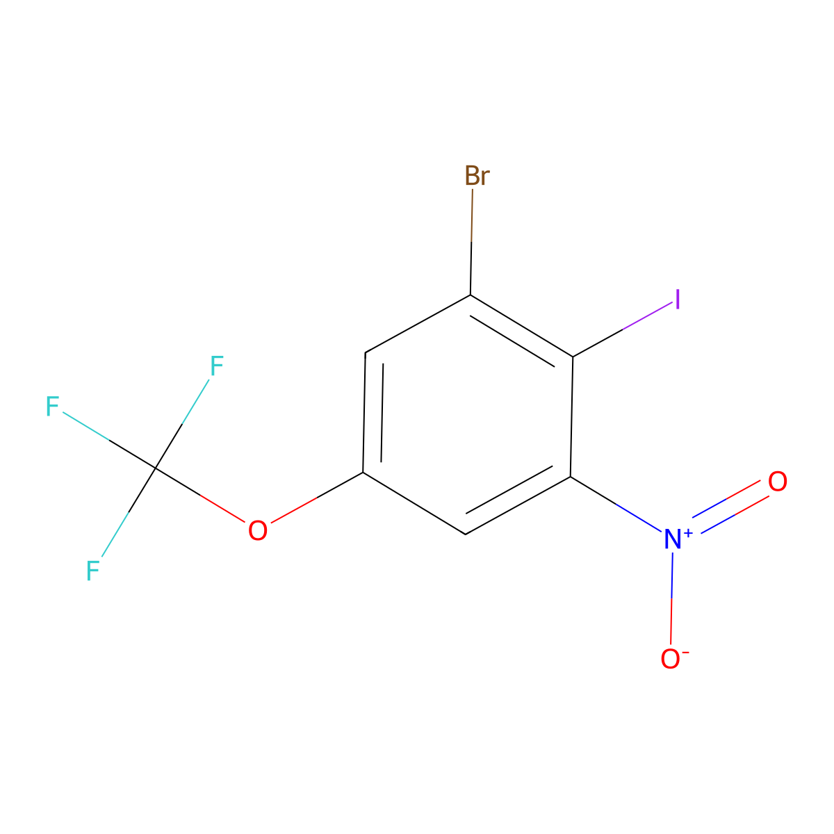 1-Bromo-2-iodo-3-nitro-5-(trifluoromethoxy)benzene molecular structure, CAS 2366994-47-8