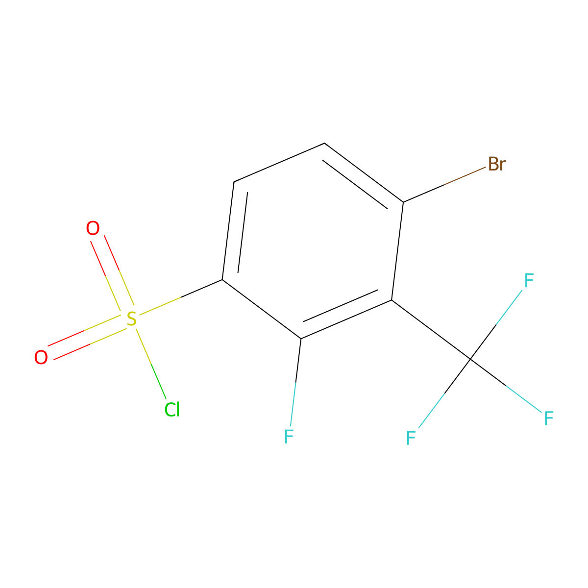 4-Bromo-2-fluoro-3-(trifluoromethyl)benzenesulfonyl chloride molecular structure, CAS 2366994-51-4