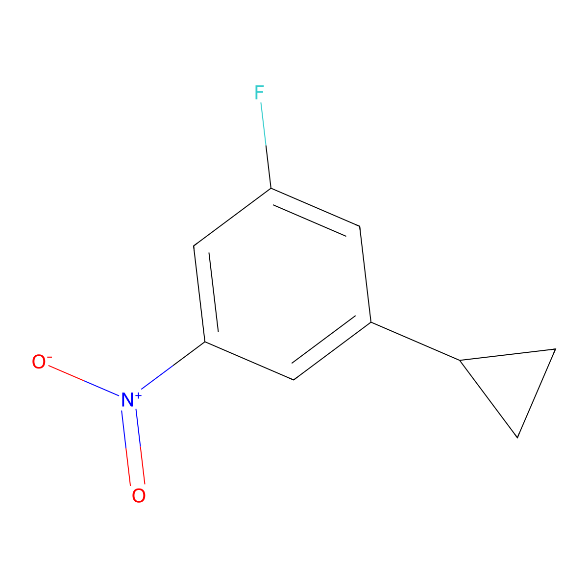 1-Cyclopropyl-3-fluoro-5-nitrobenzene molecular structure, CAS 2366994-56-9