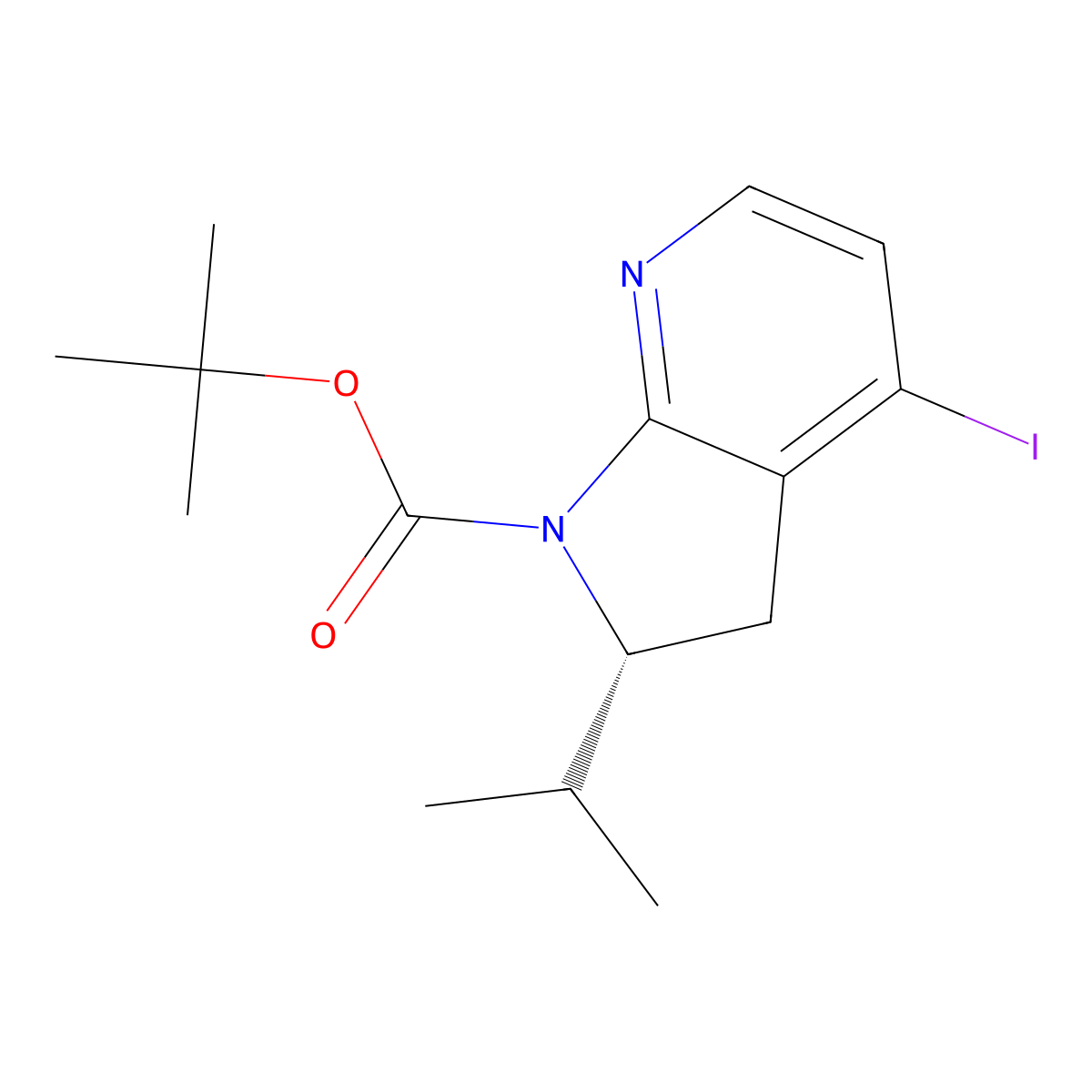 tert-Butyl (2R)-4-iodo-2-isopropyl-2,3-dihydropyrrolo[2,3-b]pyridine-1-carboxylate molecular structure, CAS 2366996-94-1