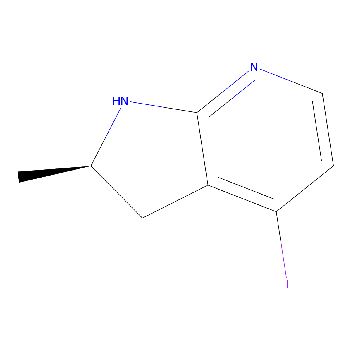 (2R)-4-Iodo-2-methyl-2,3-dihydro-1H-pyrrolo[2,3-b]pyridine molecular structure, CAS 2366997-10-4