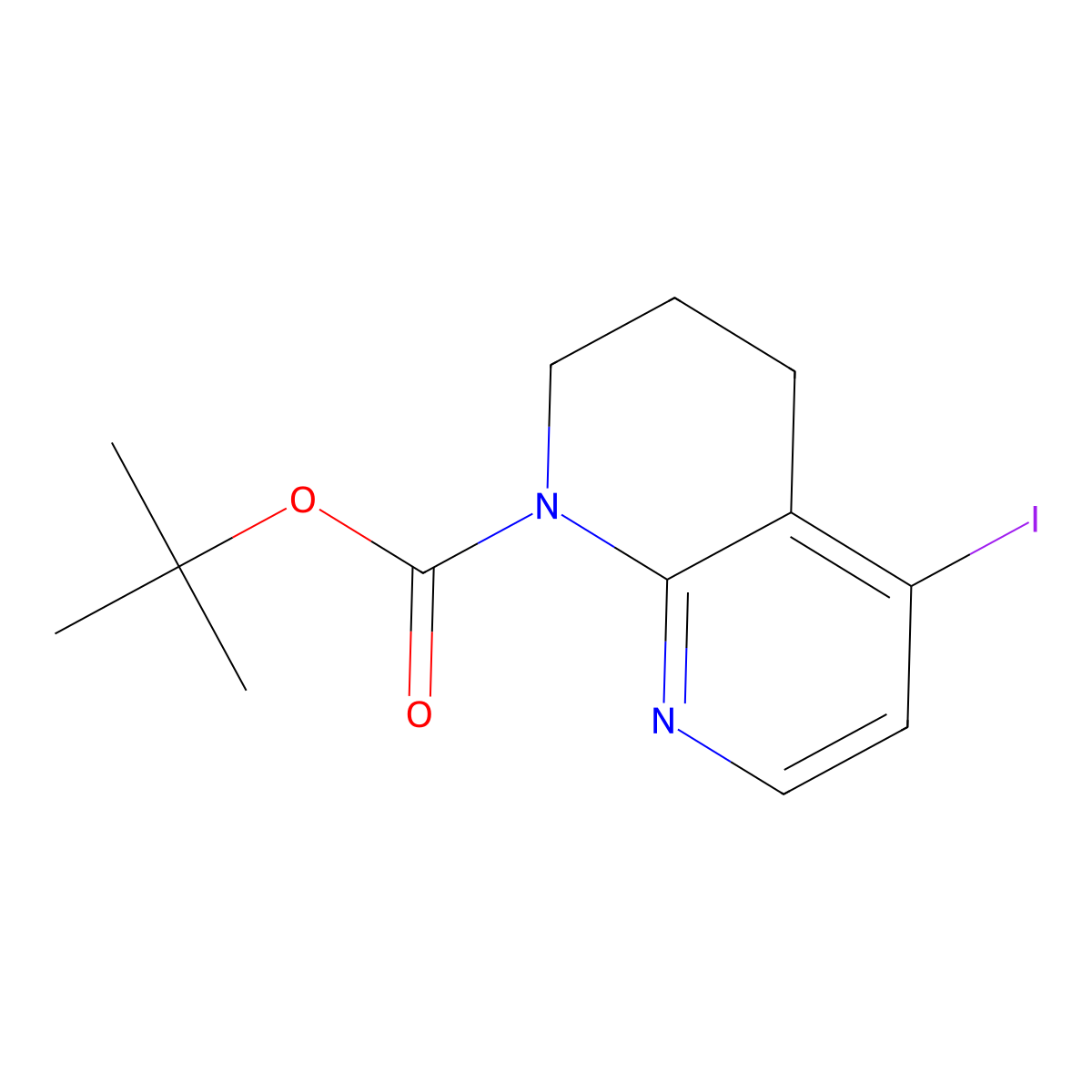 5-Iodo-3,4-dihydro-2H-1,8-naphthyridine, N1-BOC protected molecular structure, CAS 2367002-56-8