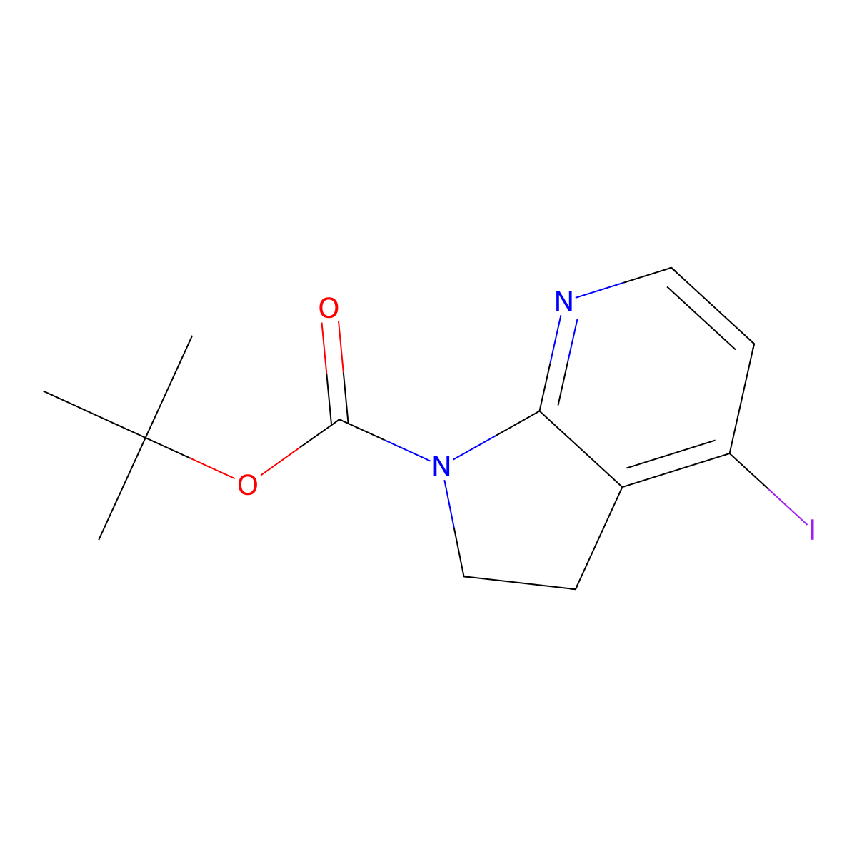 Tert-butyl 4-iodo-2,3-dihydropyrrolo[2,3-b]pyridine-1-carboxylate molecular structure, CAS 2367002-59-1