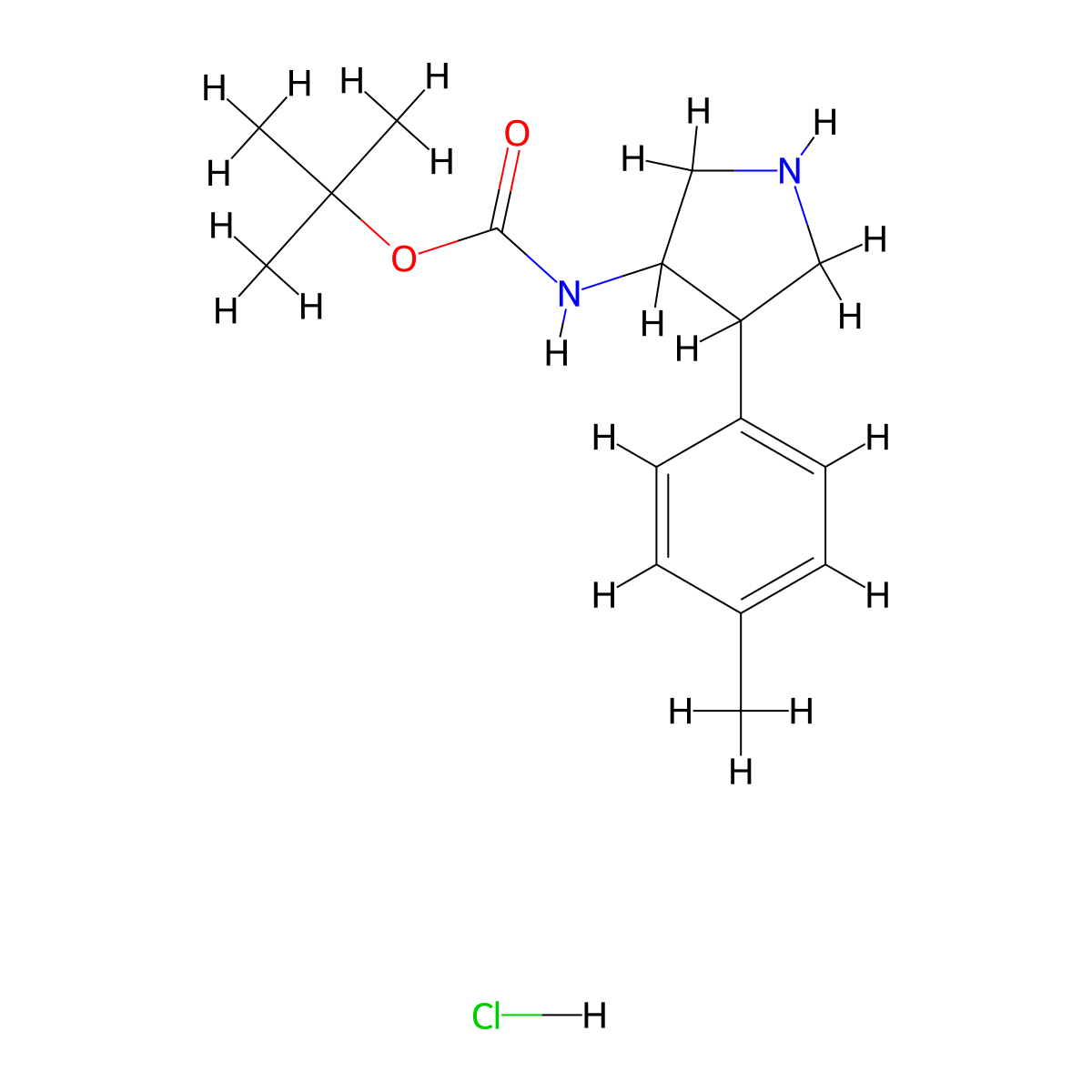 tert-Butyl (4-(p-tolyl)pyrrolidin-3-yl)carbamate hydrochloride molecular structure, CAS 2367002-73-9