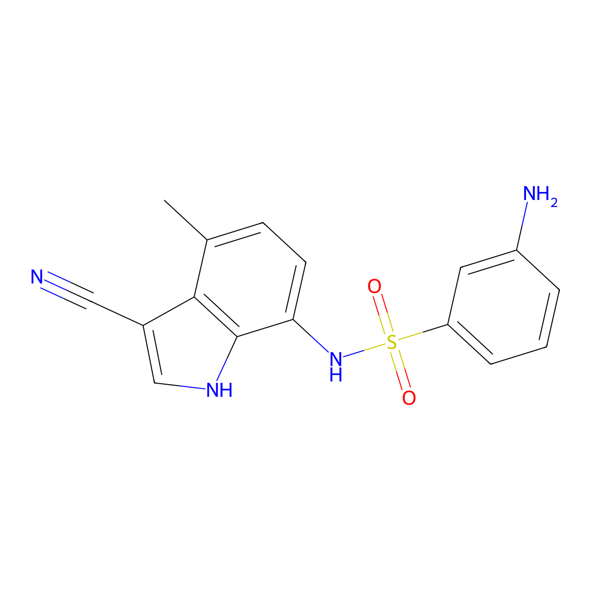 3-amino-N-(3-cyano-4-methyl-1H-indol-7-yl)benzene-1-sulfonamide molecular structure, CAS 2367034-18-0
