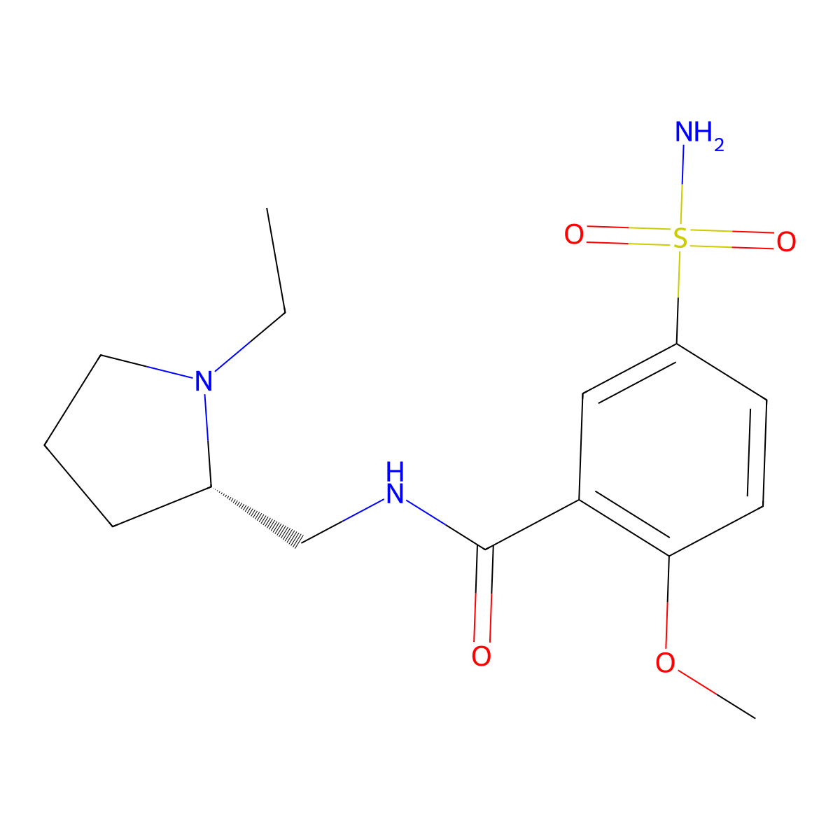 Levosulpiride molecular structure, CAS 23672-07-3