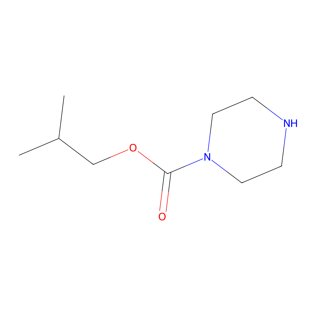 Isobutyl piperazine-1-carboxylate molecular structure, CAS 23672-96-0