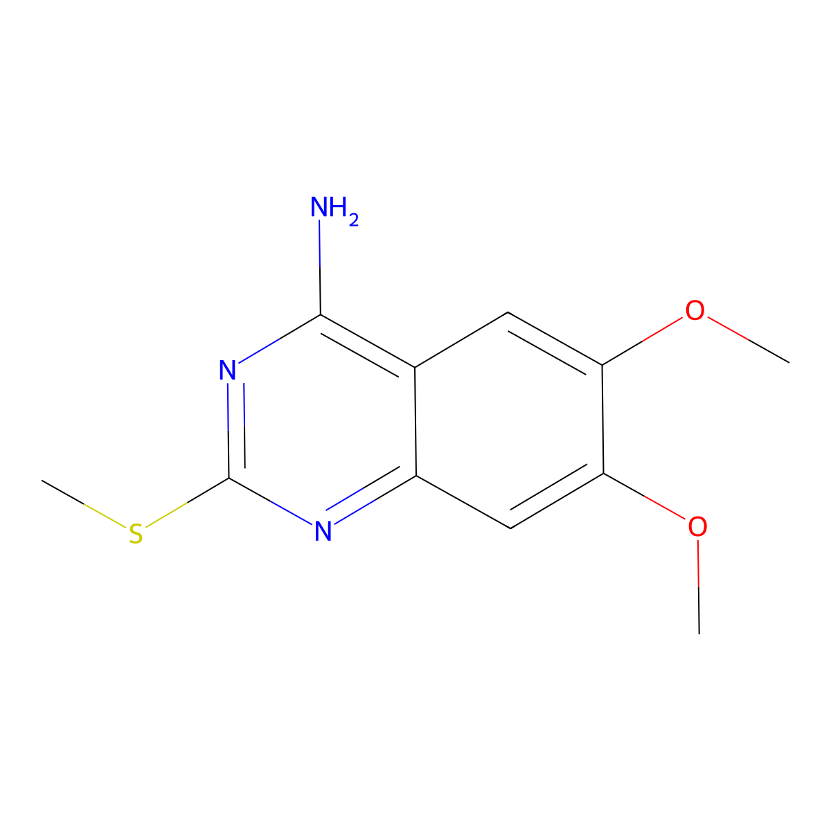6,7-Dimethoxy-2-(methylthio)quinazolin-4-amine molecular structure, CAS 23673-10-1