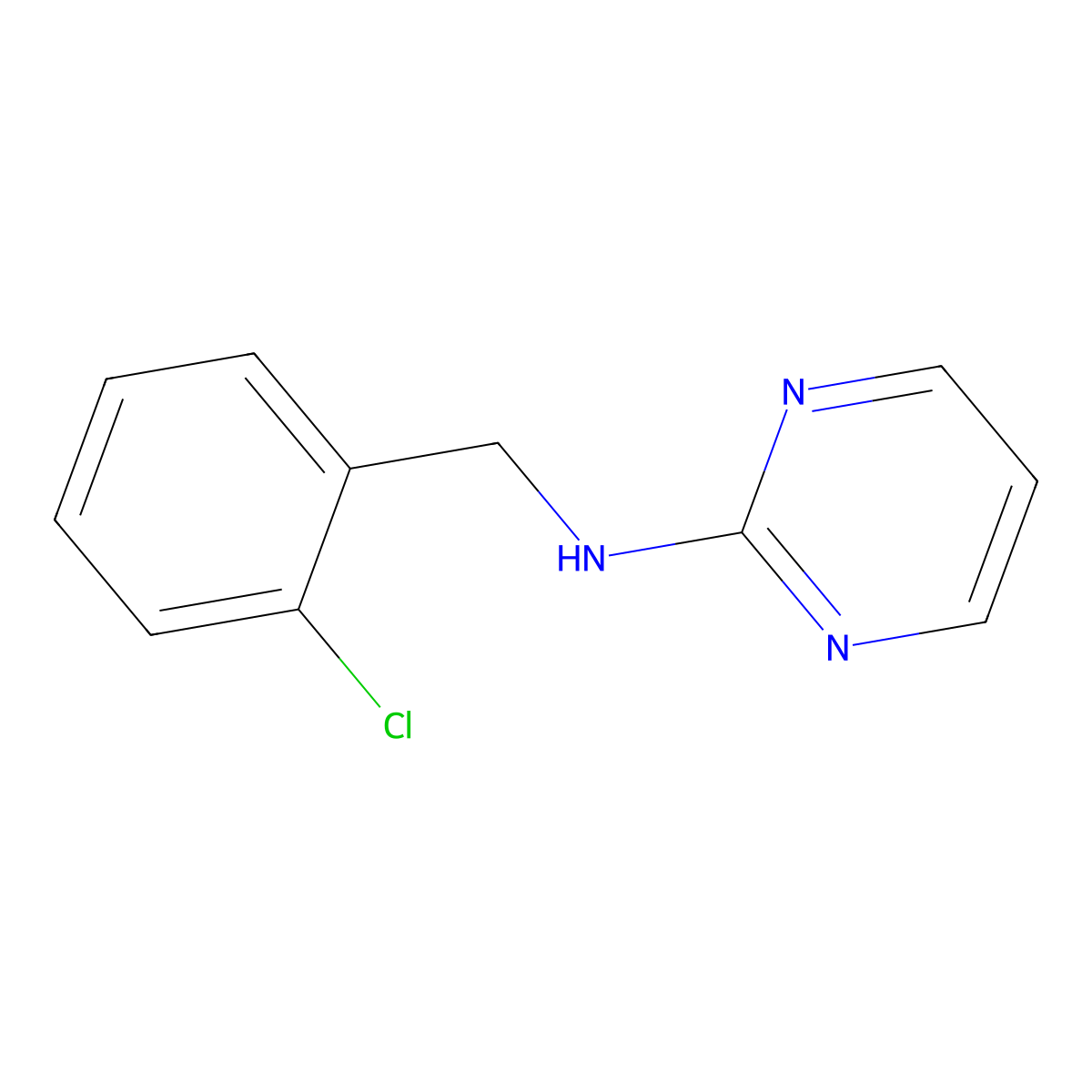 N-((2-Chlorophenyl)methyl)-2-pyrimidinamine molecular structure, CAS 23676-58-6