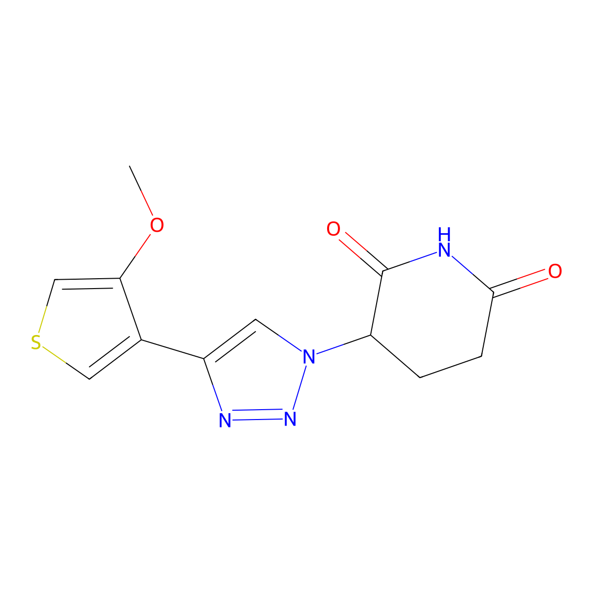 3-(4-(4-methoxythiophen-3-yl)-1H-1,2,3-triazol-1-yl)piperidine-2,6-dione molecular structure, CAS 2367619-87-0