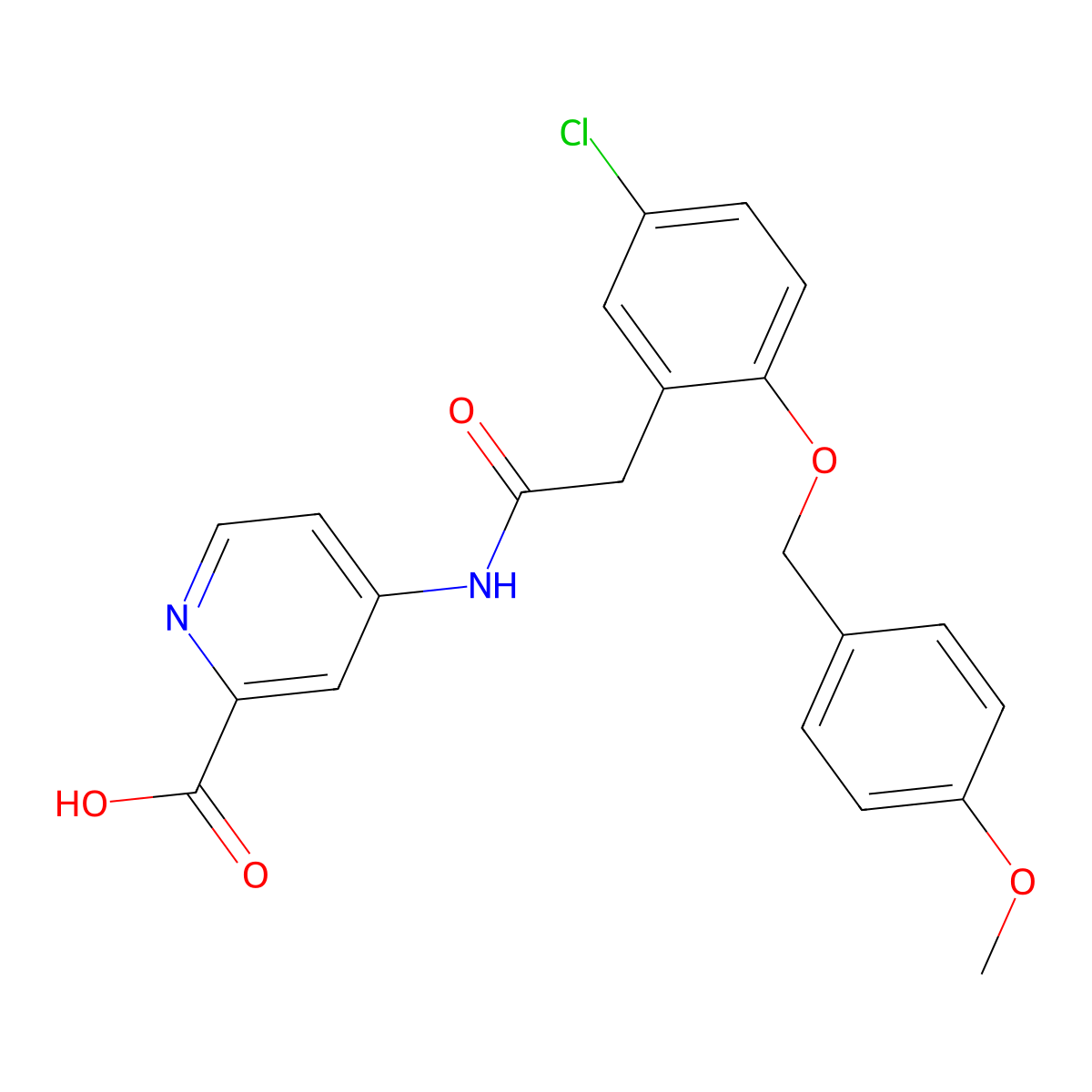 4-[[2-[5-Chloro-2-[(4-methoxyphenyl)methoxy]phenyl]acetyl]amino]-2-pyridinecarboxylic acid molecular structure, CAS 2367647-08-1
