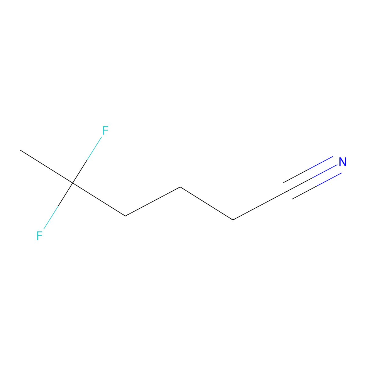 5,5-Difluorohexanenitrile molecular structure, CAS 2368-89-0