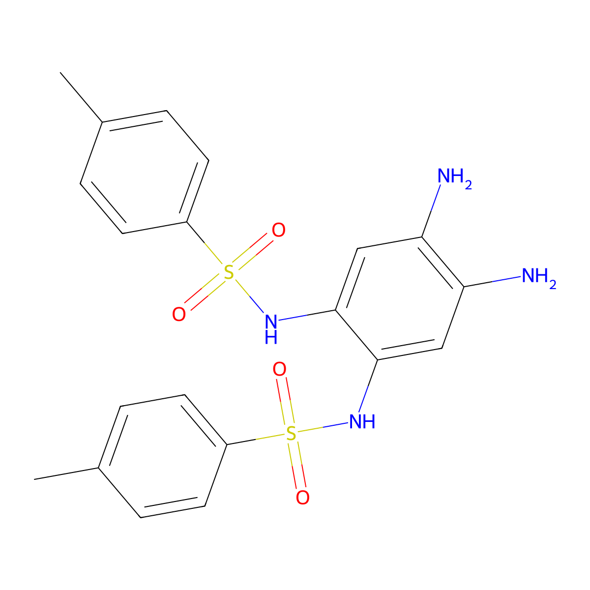 Benzenesulfonamide, N,N'-(4,5-diamino-1,2-phenylene)bis[4-methyl- molecular structure, CAS 23680-12-8