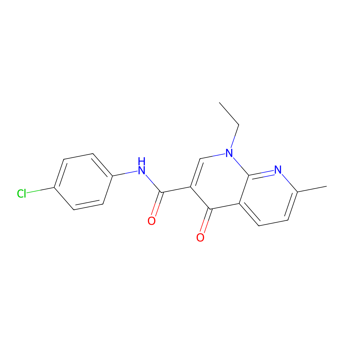 N-(4-chlorophenyl)-1-ethyl-7-methyl-4-oxo-1,4-dihydro-1,8-naphthyridine-3-carboxamide molecular structure, CAS 23681-61-0