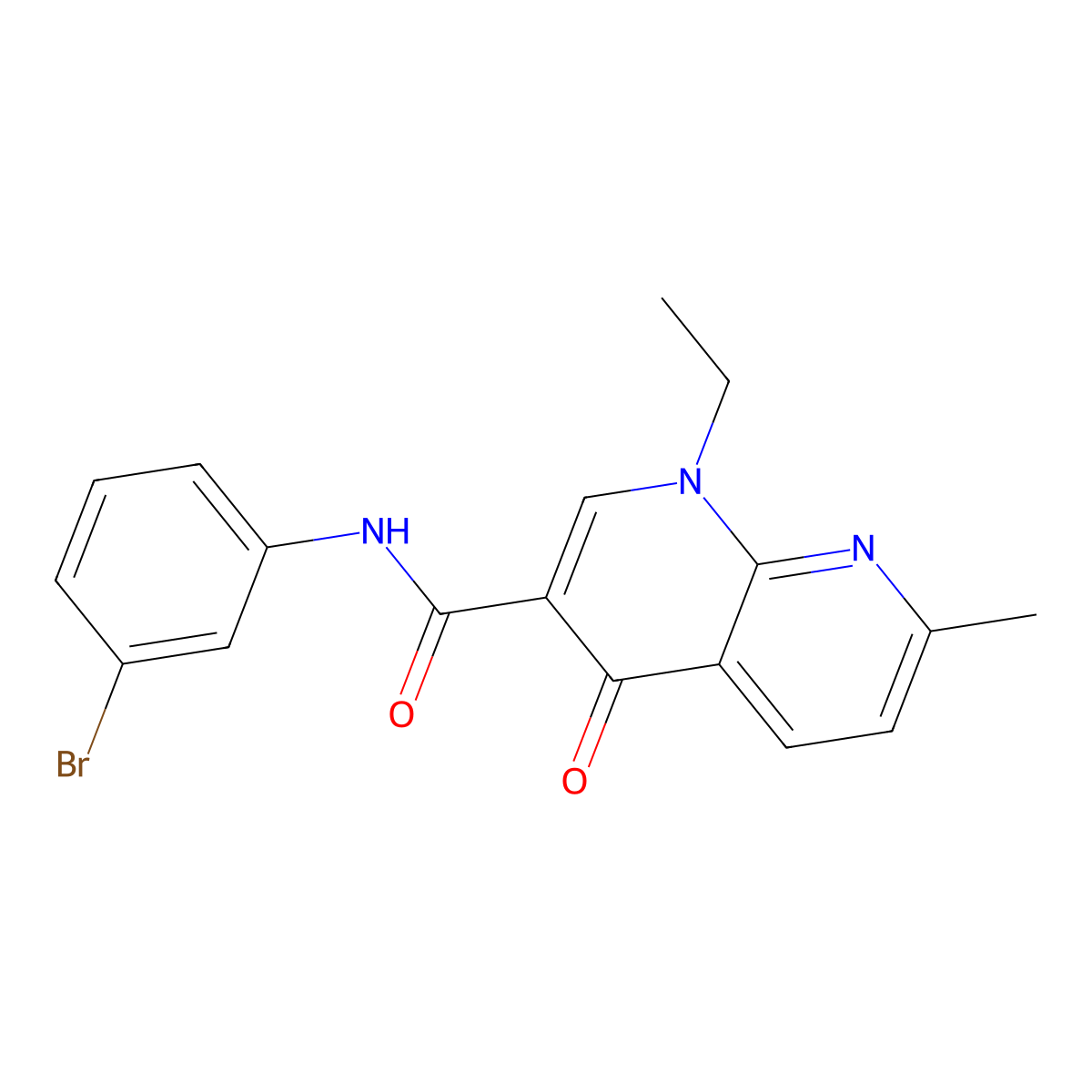 N-(3-bromophenyl)-1-ethyl-7-methyl-4-oxo-1,4-dihydro-1,8-naphthyridine-3-carboxamide molecular structure, CAS 23681-68-7