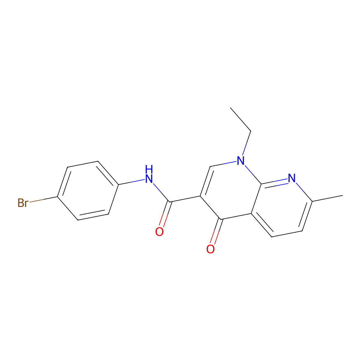 N-(4-bromophenyl)-1-ethyl-7-methyl-4-oxo-1,4-dihydro-1,8-naphthyridine-3-carboxamide molecular structure, CAS 23681-69-8