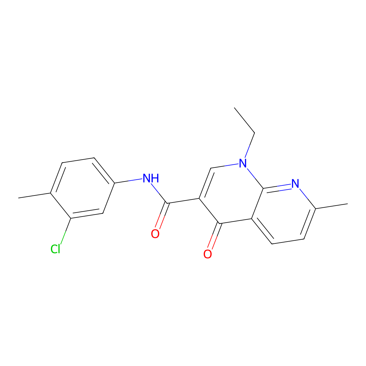 N-(3-chloro-4-methylphenyl)-1-ethyl-7-methyl-4-oxo-1,4-dihydro-1,8-naphthyridine-3-carboxamide molecular structure, CAS 23681-84-7