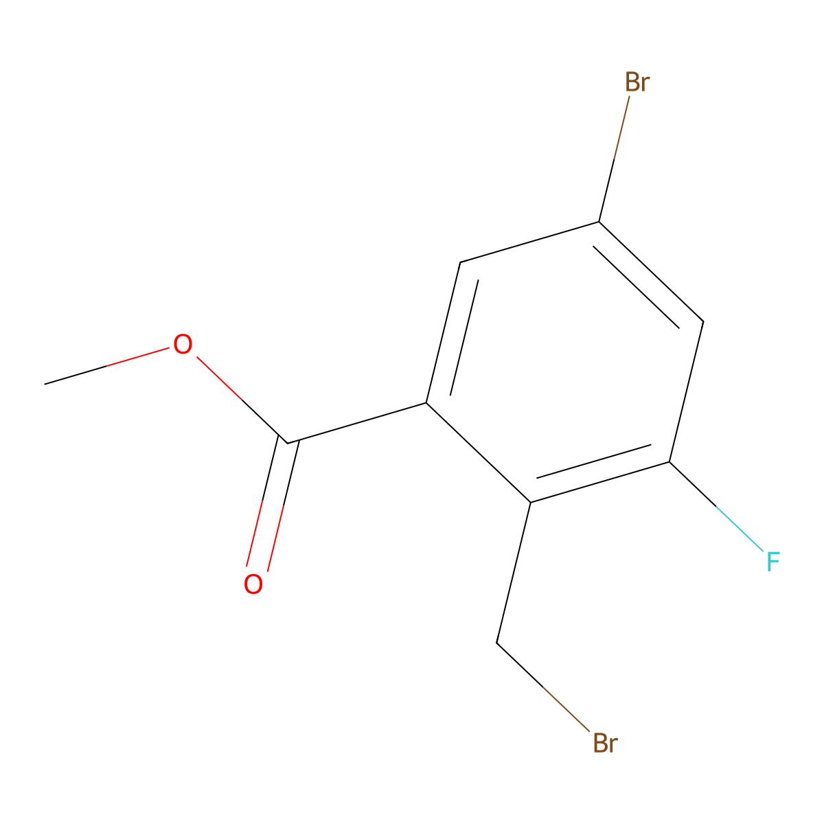 Methyl 5-bromo-2-(bromomethyl)-3-fluorobenzoate molecular structure, CAS 2368206-45-3