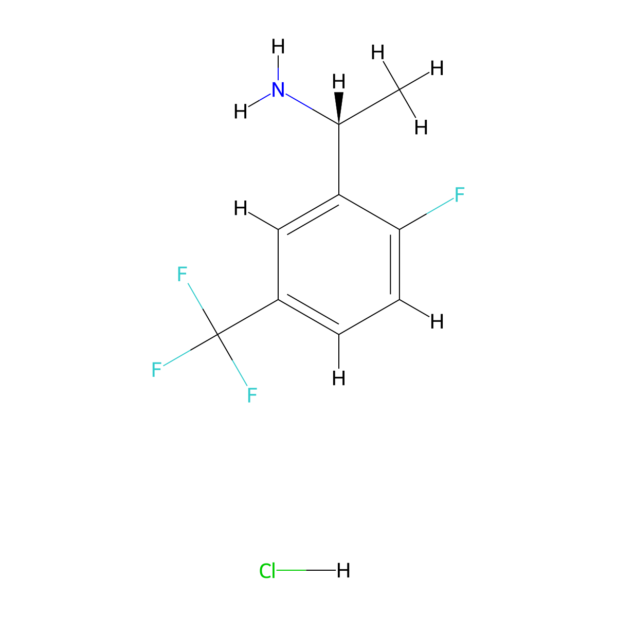 (1R)-1-[2-fluoro-5-(trifluoromethyl)phenyl]ethan-1-amine hydrochloride molecular structure, CAS 2368210-62-0