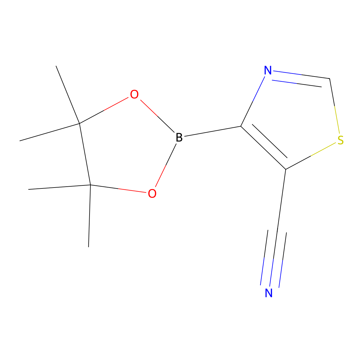 4-(Tetramethyl-1,3,2-dioxaborolan-2-yl)-1,3-thiazole-5-carbonitrile molecular structure, CAS 2368225-10-7