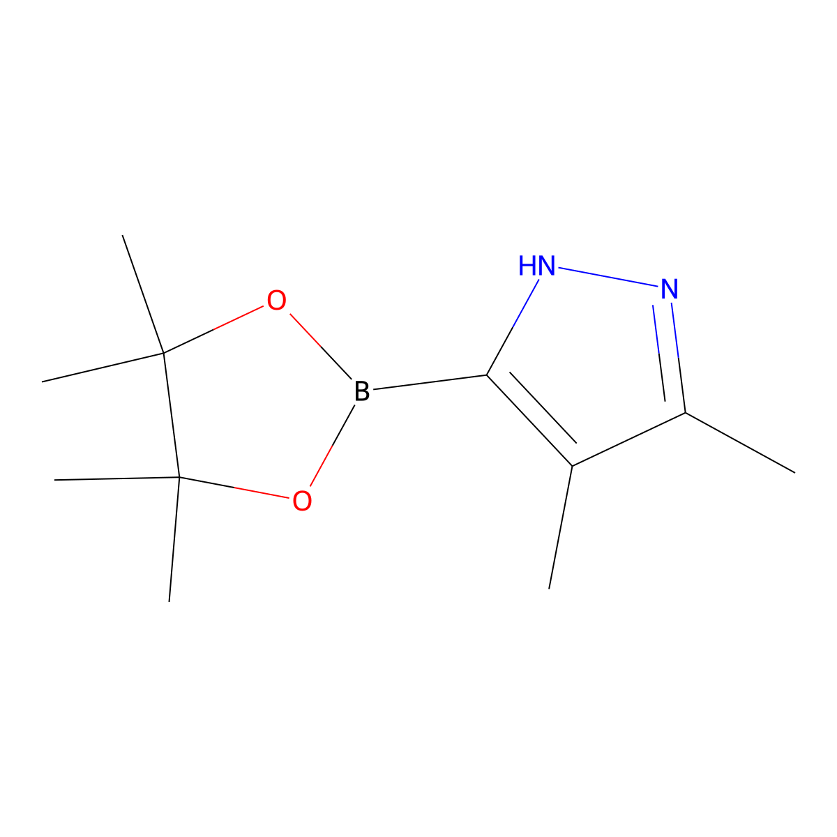 3,4-dimethyl-5-(tetramethyl-1,3,2-dioxaborolan-2-yl)-1H-pyrazole molecular structure, CAS 2368225-26-5