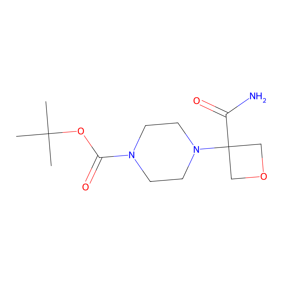 Tert-butyl 4-(3-carbamoyloxetan-3-yl)piperazine-1-carboxylate molecular structure, CAS 2368234-24-4