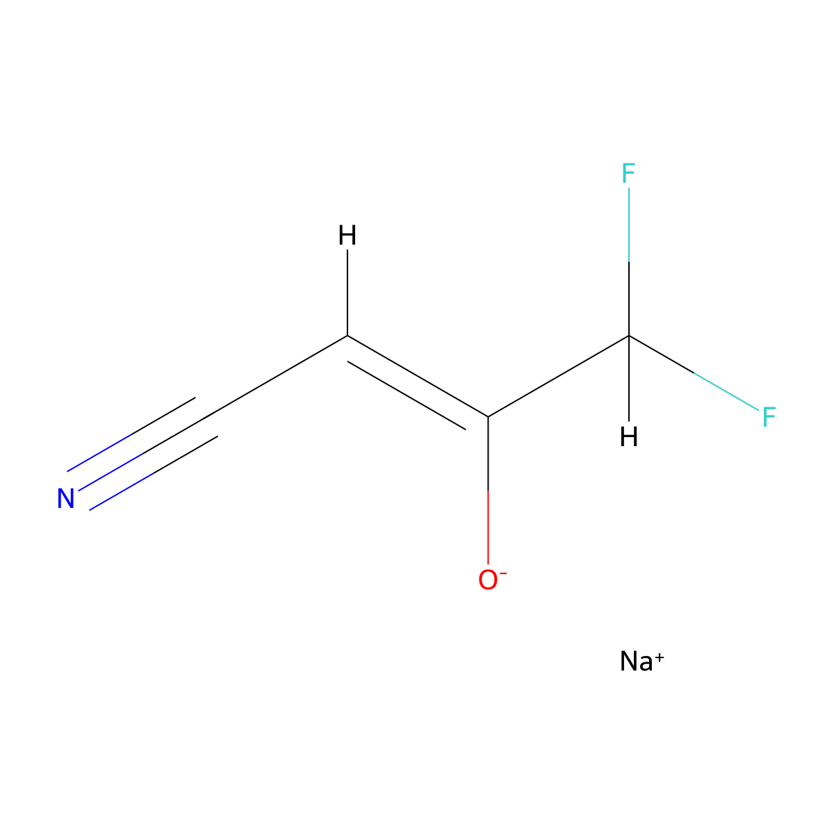 sodium;(Z)-1-cyano-3,3-difluoroprop-1-en-2-olate molecular structure, CAS 2368239-28-3