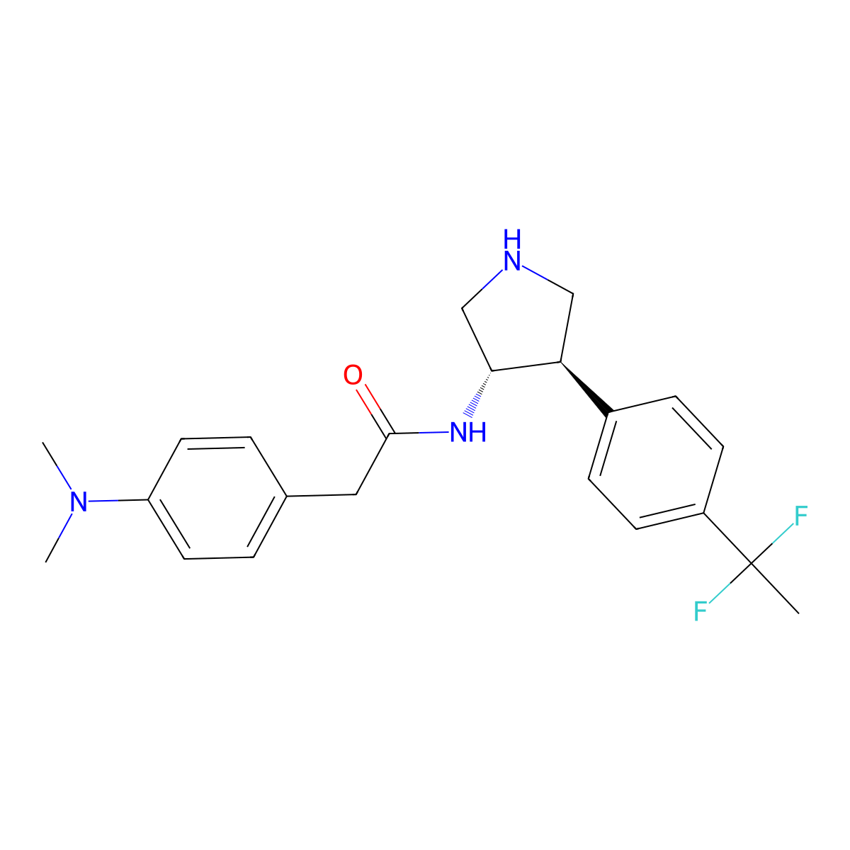 N-((3S,4R)-4-(4-(1,1-difluoroethyl)phenyl)pyrrolidin-3-yl)-2-(4-(dimethylamino)phenyl)acetamide molecular structure, CAS 2368253-58-9