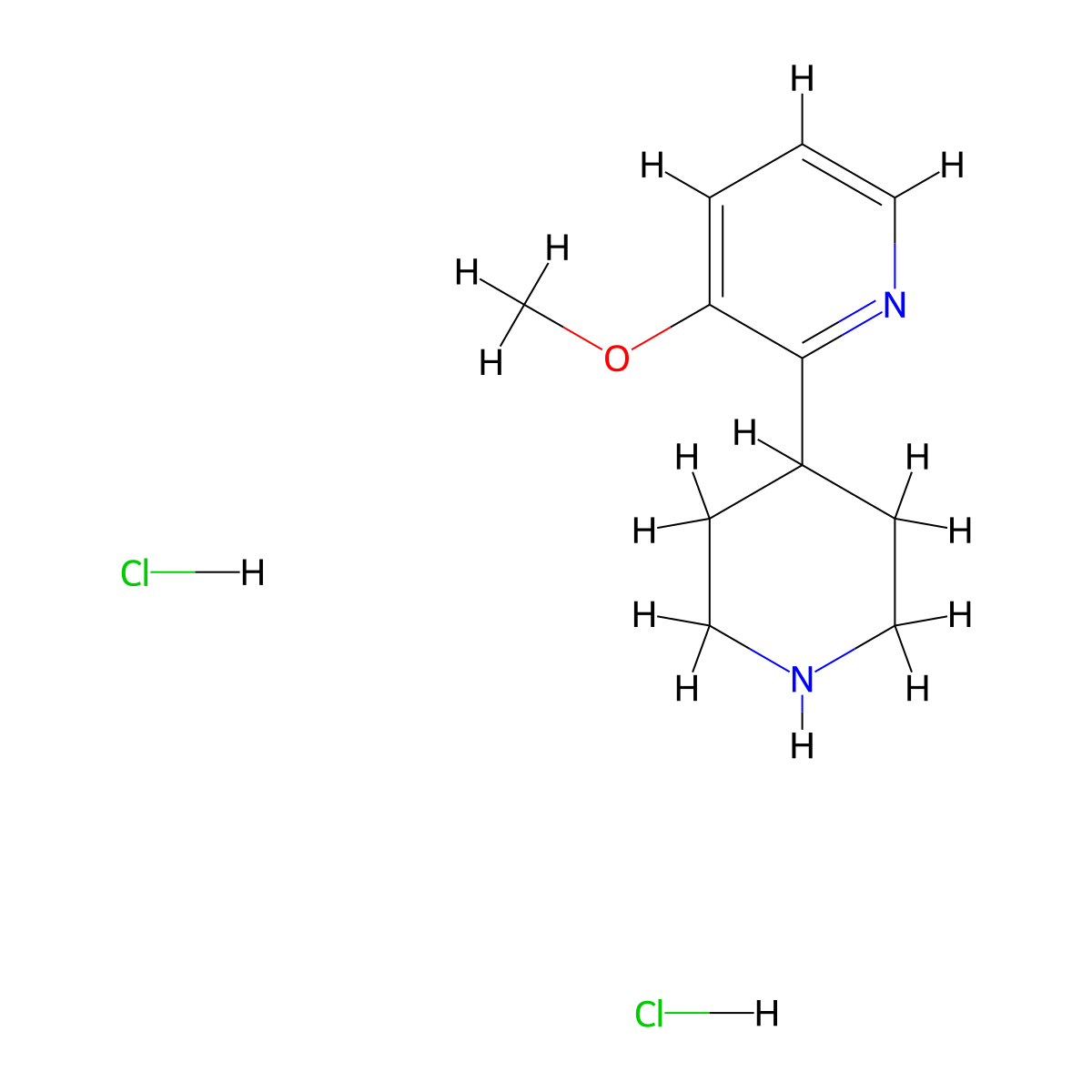 3-Methoxy-2-(piperidin-4-yl)pyridine dihydrochloride molecular structure, CAS 2368828-89-9