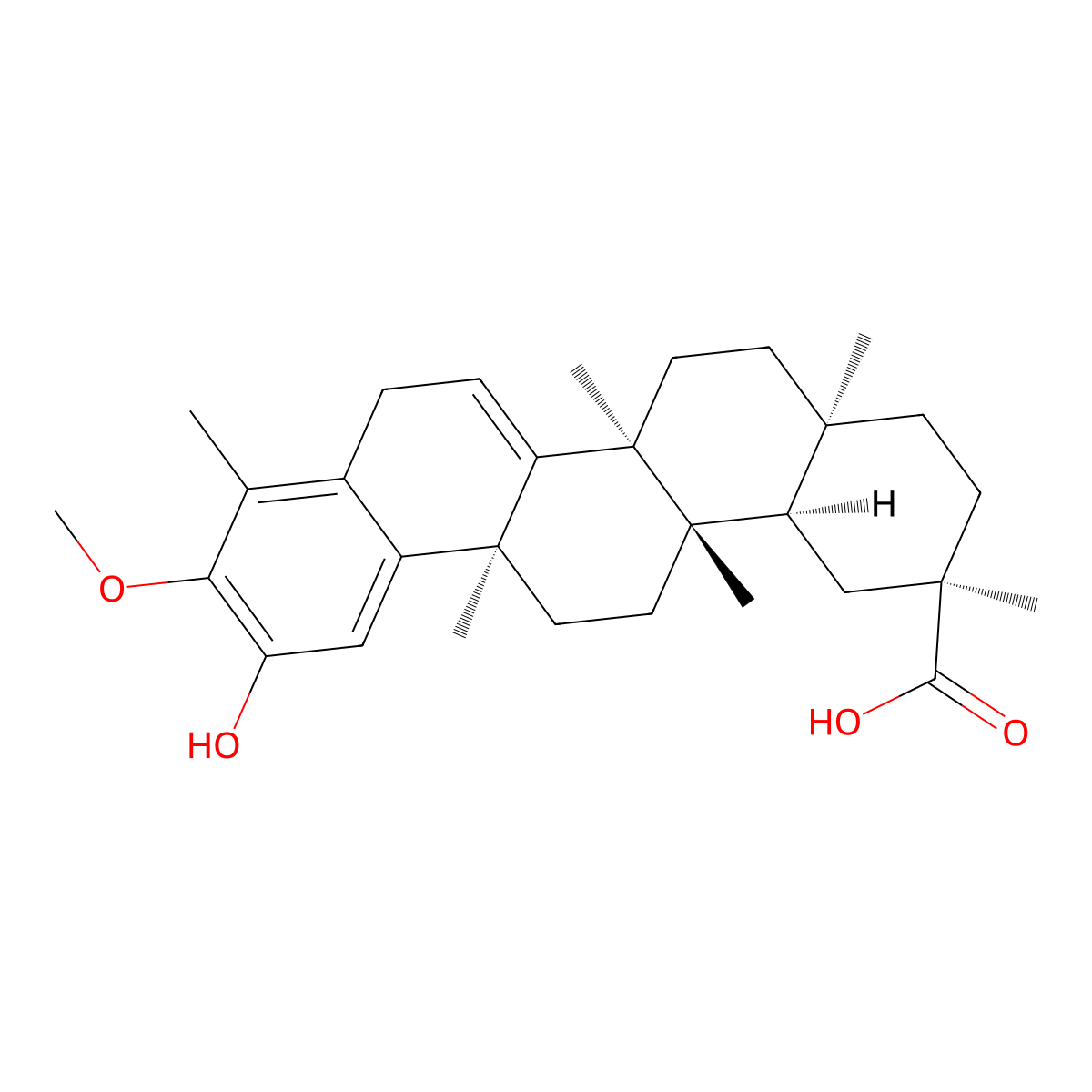 (2R,4aS,6aS,12bS,14aS,14bR)-11-Hydroxy-10-methoxy-2,4a,6a,9,12b,14a-hexamethyl-1,2,3,4,4a,5,6,6a,8,12b,13,14,14a,14b-tetradecahydropicene-2-carboxylic acid molecular structure, CAS 2368834-35-7