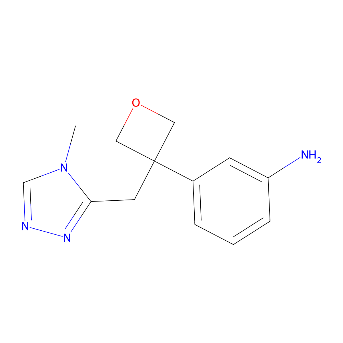 3-{3-[(4-methyl-4H-1,2,4-triazol-3-yl)methyl]oxetan-3-yl}aniline molecular structure, CAS 2368844-96-4
