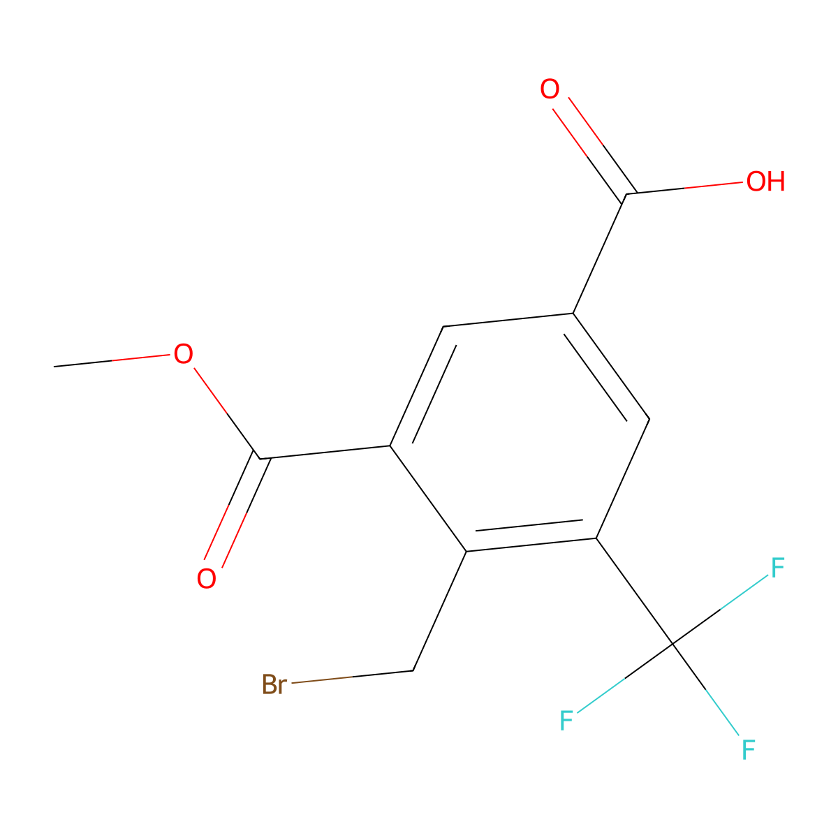 4-(Bromomethyl)-3-(methoxycarbonyl)-5-(trifluoromethyl)benzoic acid molecular structure, CAS 2368845-03-6