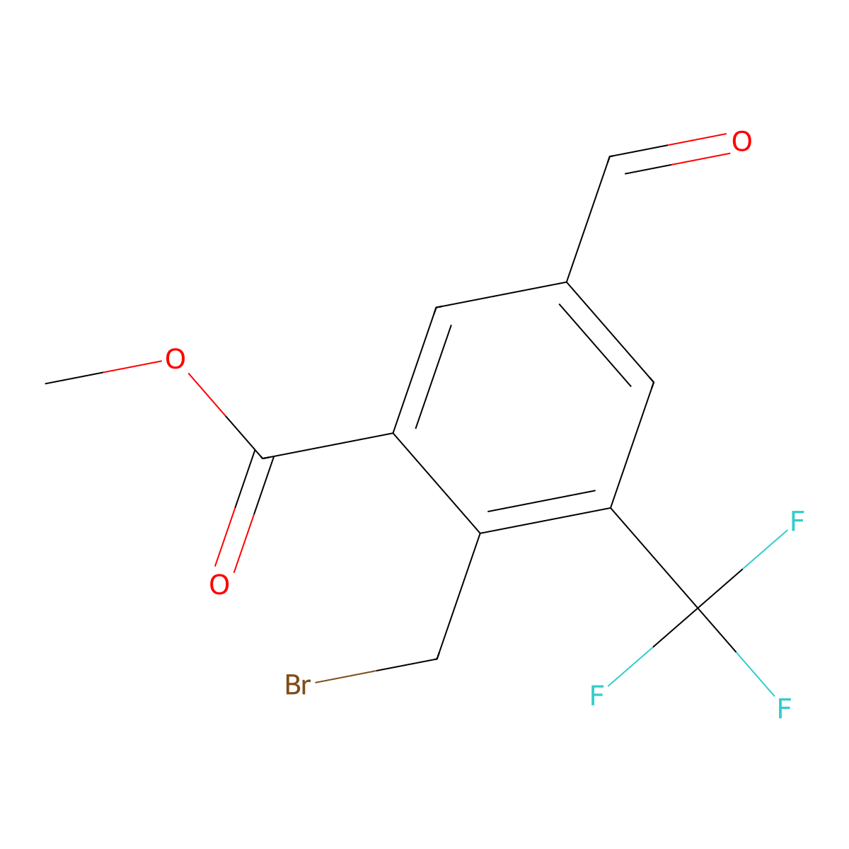 Methyl 2-(bromomethyl)-5-formyl-3-(trifluoromethyl)benzoate molecular structure, CAS 2368845-05-8