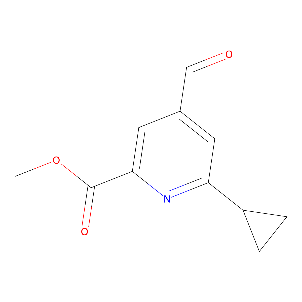 Methyl 6-cyclopropyl-4-formylpyridine-2-carboxylate molecular structure, CAS 2368848-53-5